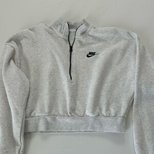 Nike Light Gray Cropped Quarter-Zip Pullover